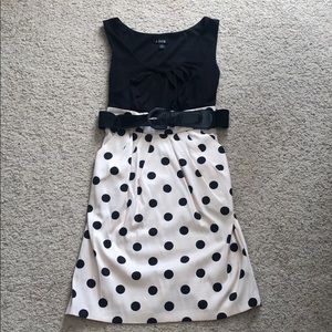 Black and cream polka dot dress with POCKETS!